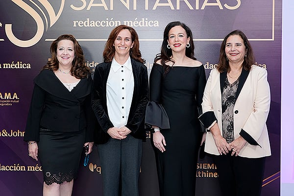 Fátima Matute, consejera de Sanidad de la Comunidad de Madrid; Mónica García, ministra de Sanidad; Sara García Espada, consejra de Salud y Servicios Sociales de la Junta de Extremadura; y Manuela García, consejera de Salud de Islas Baleares.