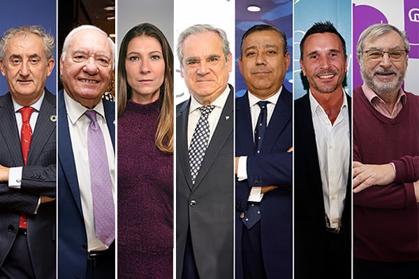 Tomás Cobo (OMC);Florentino Pérez Raya (CGE); Laura Villaseñor (Satse); Jesús Aguilar (Cgcof); Óscar Castro (Cgde); Fernando Ramos (AEF); y Fernando Chacón (COP).