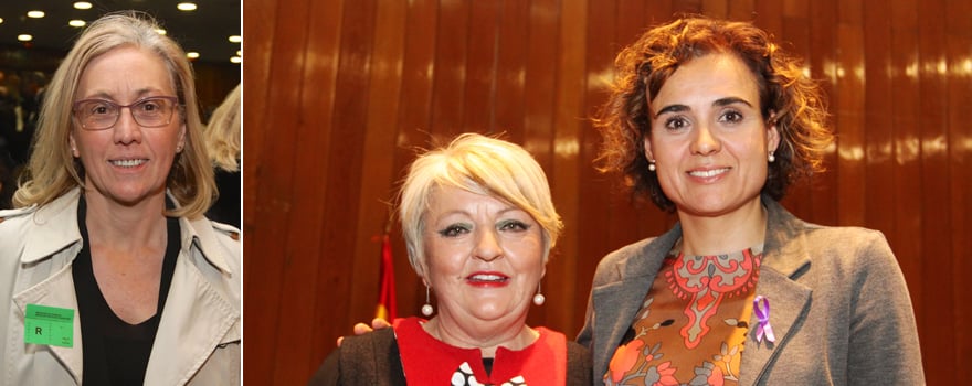 Teresa Angulo, portavoz del Partido Popular en la Comisión de Sanidad del Congreso. A la derecha, Carmen Balfagón con la ministra, Dolors Montserrat. 
