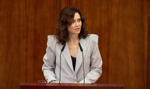 Isabel Díaz Ayuso, presidenta de la Comunidad de Madrid, durante su intervención.