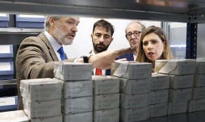 Agustín Canales, Roberto Ronda, Ignacio Vega y Pilar Jimeno durante la visita del centro de Cardiva nuevo en Madrid