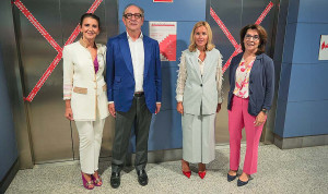 Mar Rodríguez, concejal de Distrito Empresarial; Ignacio Vega, presidente de Cardiva; Rocío García Alcántara, alcaldesa de Alcobendas y Covadonga Vega, directora general de Cardiva.