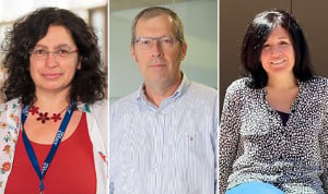 Beatriz Pérez (CIBER-ISCIII), Ivo Gut (CNAG) y Anna González-Neira (CNIO-ISCIII), representantes de España en el proceso europeo de creación del mayor catálogo de ADN