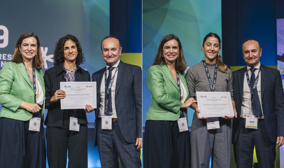 Entrega de los X Premios SEFH-Vifor 2024 a la Dra. Marisol Samartín Ucha, del Complejo Hospitalario Universitario de Vigo, ya la Dra. Mónica Climente, del Hospital Universitario Dr. Peset, por sus proyectos en gestión de proveedores