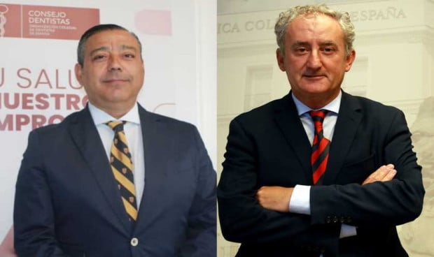  Tomás Cobo, presidente de la Organización Médica Colegial, y Óscar Castro Reino, presidente del Consejo General de Dentistas de España.