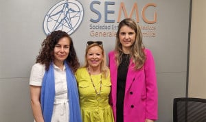 Sara Quintanilla, directora-gerente de SEMG; Rosa Mongil y  Sonia Morales, directora de comunicación de SEMG, durante la presentación del test. El test Mongil se trata de la primera prueba de medición de las actividades avanzadas de la vida diaria