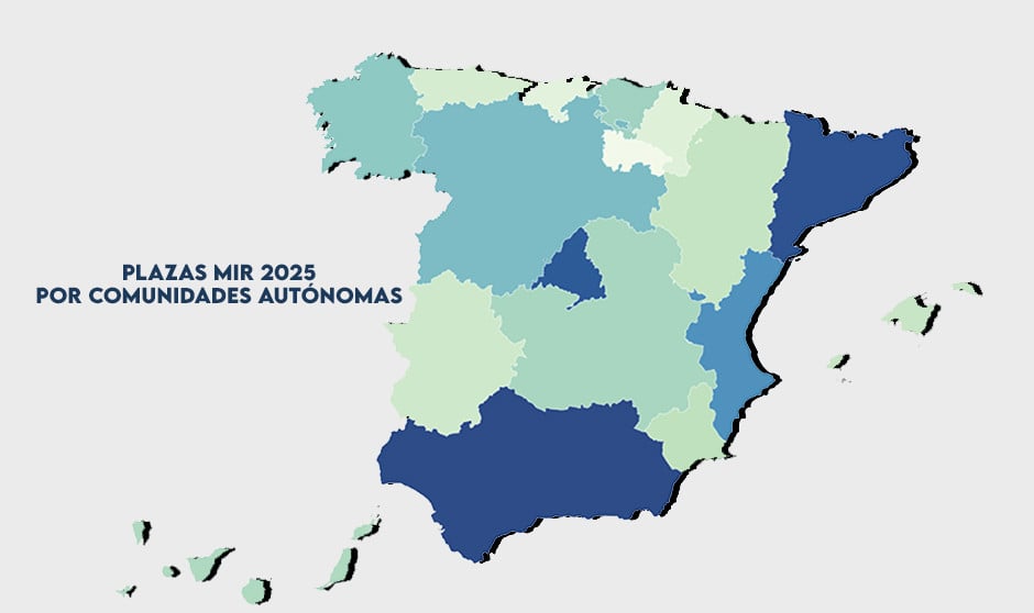  Madrid, Cataluña y Andalucía son las comunidades autónomas con más plazas MIR.